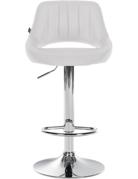 Tabouret de bar réglable pivotant en Polyuréthane Blanc Métal Argenté Kelran - 2