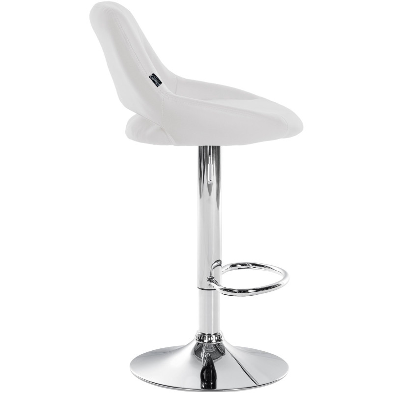 Tabouret de bar réglable pivotant en Polyuréthane Blanc Métal Argenté Kelran - 3