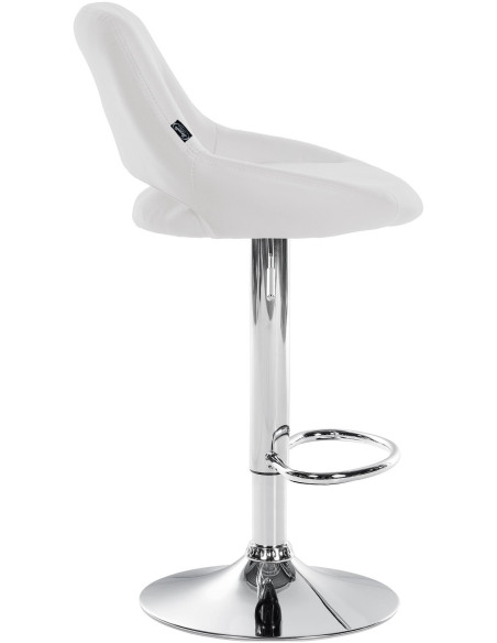 Tabouret de bar réglable pivotant en Polyuréthane Blanc Métal Argenté Kelran - 3