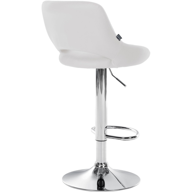 Tabouret de bar réglable pivotant en Polyuréthane Blanc Métal Argenté Kelran - 4