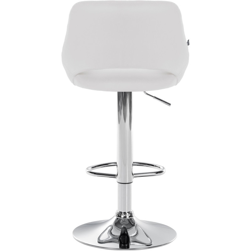 Tabouret de bar réglable pivotant en Polyuréthane Blanc Métal Argenté Kelran - 5
