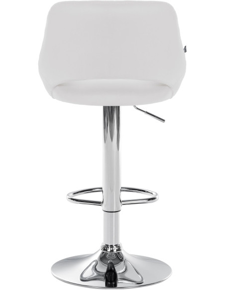 Tabouret de bar réglable pivotant en Polyuréthane Blanc Métal Argenté Kelran - 5