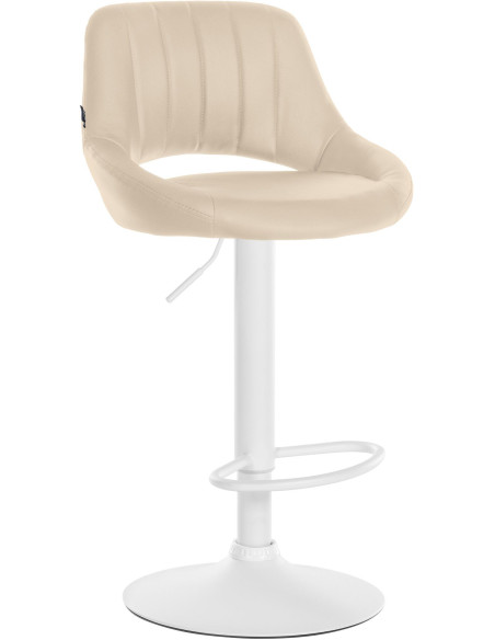 Tabouret de bar réglable pivotant en Polyuréthane Blanc crème Métal Blanc Kelran - 1