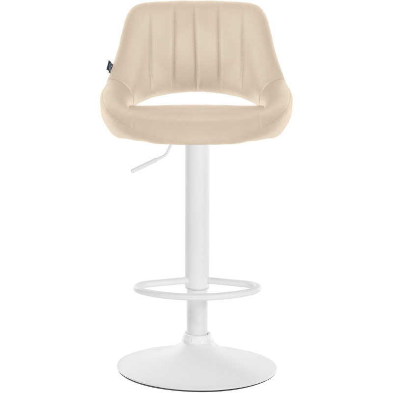 Tabouret de bar réglable pivotant en Polyuréthane Blanc crème Métal Blanc Kelran - 2