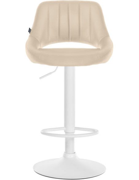 Tabouret de bar réglable pivotant en Polyuréthane Blanc crème Métal Blanc Kelran - 2