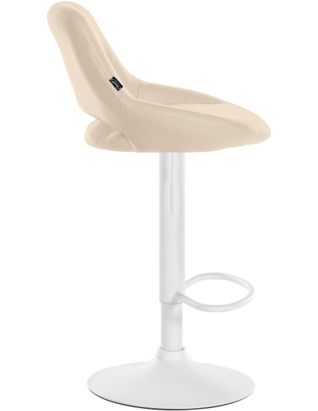 Tabouret de bar réglable pivotant en Polyuréthane Blanc crème Métal Blanc Kelran - 3