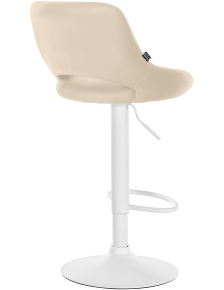 Tabouret de bar réglable pivotant en Polyuréthane Blanc crème Métal Blanc Kelran - 4