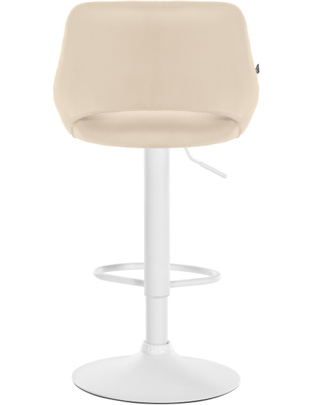 Tabouret de bar réglable pivotant en Polyuréthane Blanc crème Métal Blanc Kelran - 5