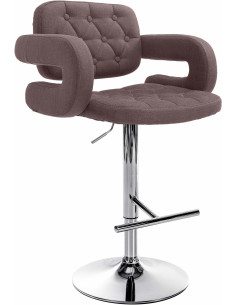 Tabouret de bar haut de gamme en Tissu Marron Métal Argenté Nyvris - 1