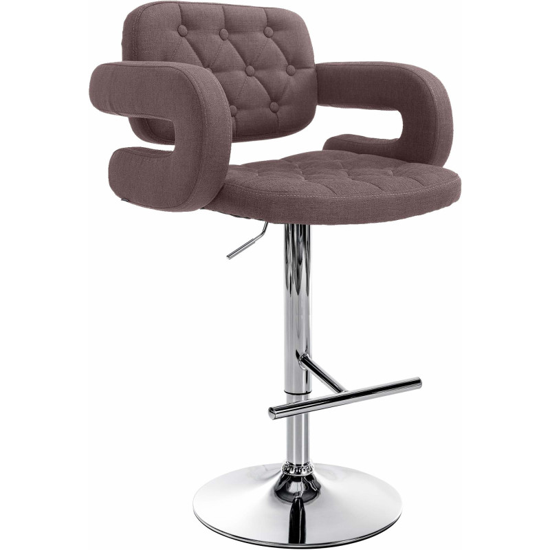 Tabouret de bar haut de gamme en Tissu Marron Métal Argenté Nyvris - 1