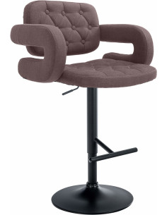 Tabouret de bar haut de gamme en Tissu Marron Métal Noir Nyvris - 1