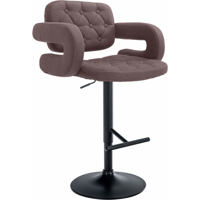 Tabouret de bar haut de gamme en Tissu Marron Métal Noir Nyvris - 1