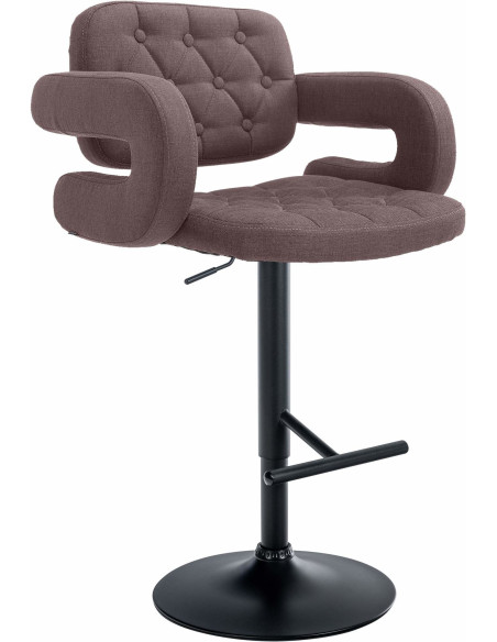 Tabouret de bar haut de gamme en Tissu Marron Métal Noir Nyvris - 1