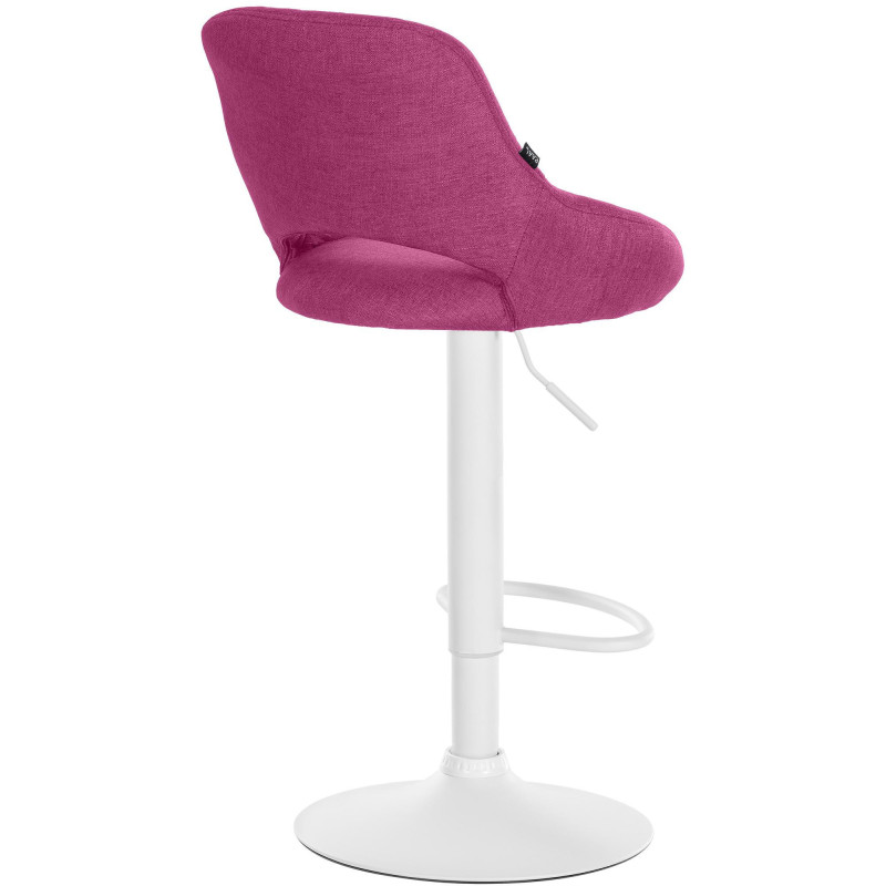Tabouret de bar réglable pivotant en Tissu Violet Métal Blanc Kelran - 5