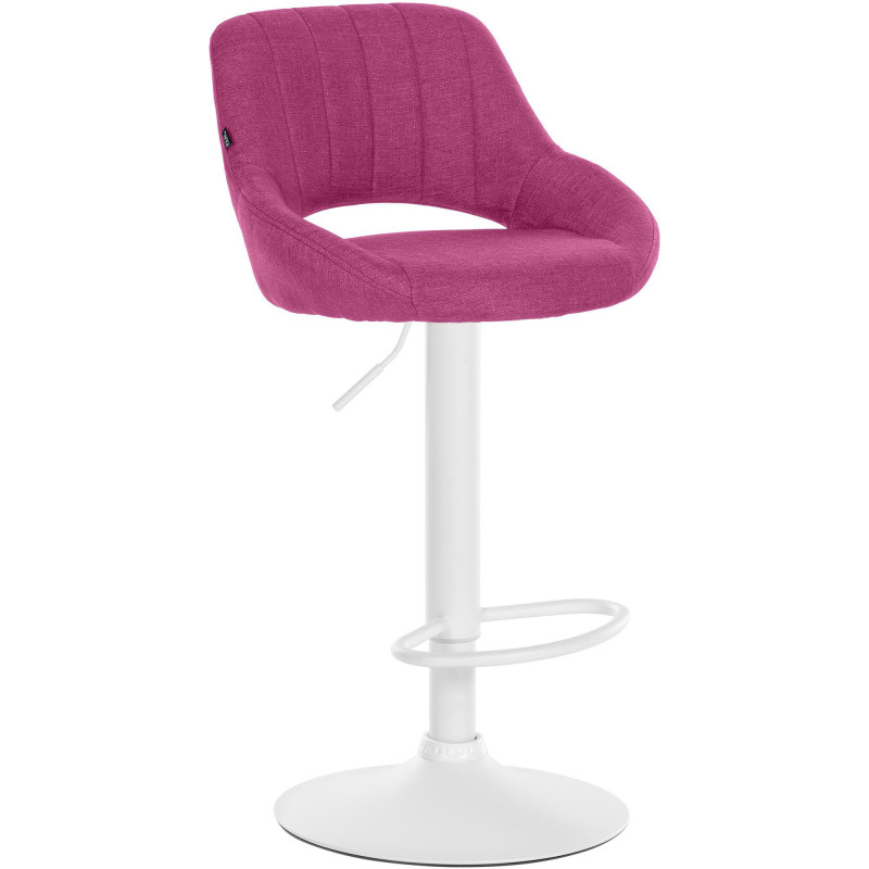 Tabouret de bar réglable pivotant en Tissu Violet Métal Blanc Kelran - 1