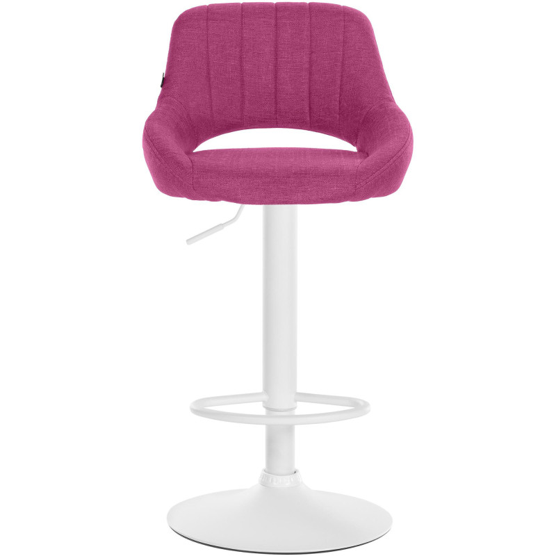 Tabouret de bar réglable pivotant en Tissu Violet Métal Blanc Kelran - 2