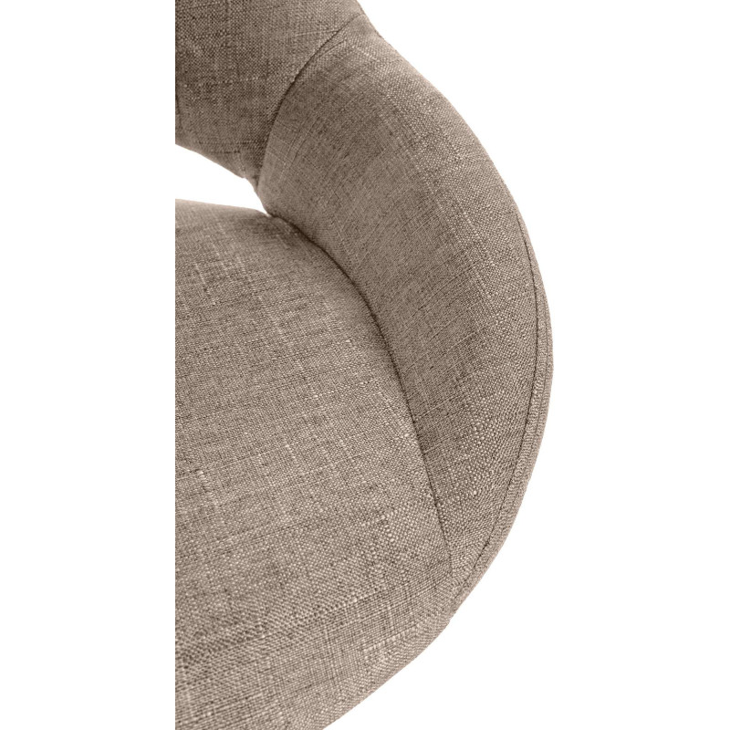 Tabouret de bar réglable pivotant en Tissu Taupe Métal Blanc Kelran - 6