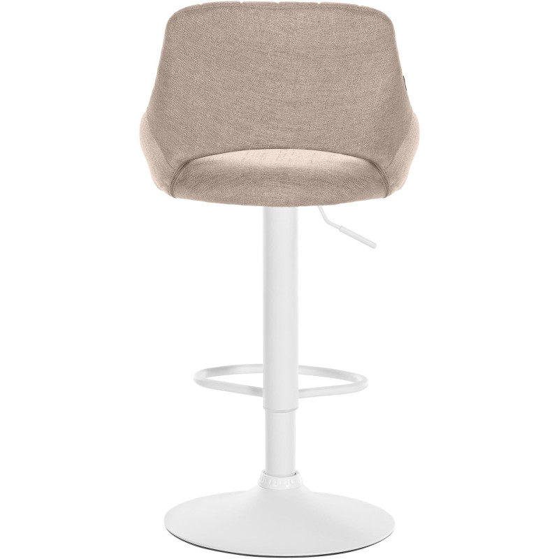 Tabouret de bar réglable pivotant en Tissu Taupe Métal Blanc Kelran - 5