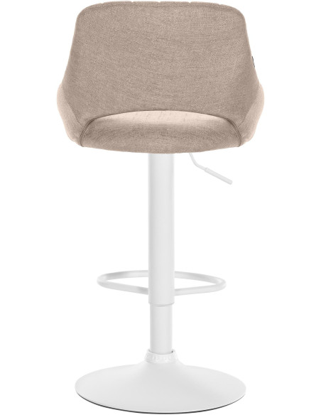 Tabouret de bar réglable pivotant en Tissu Taupe Métal Blanc Kelran - 5
