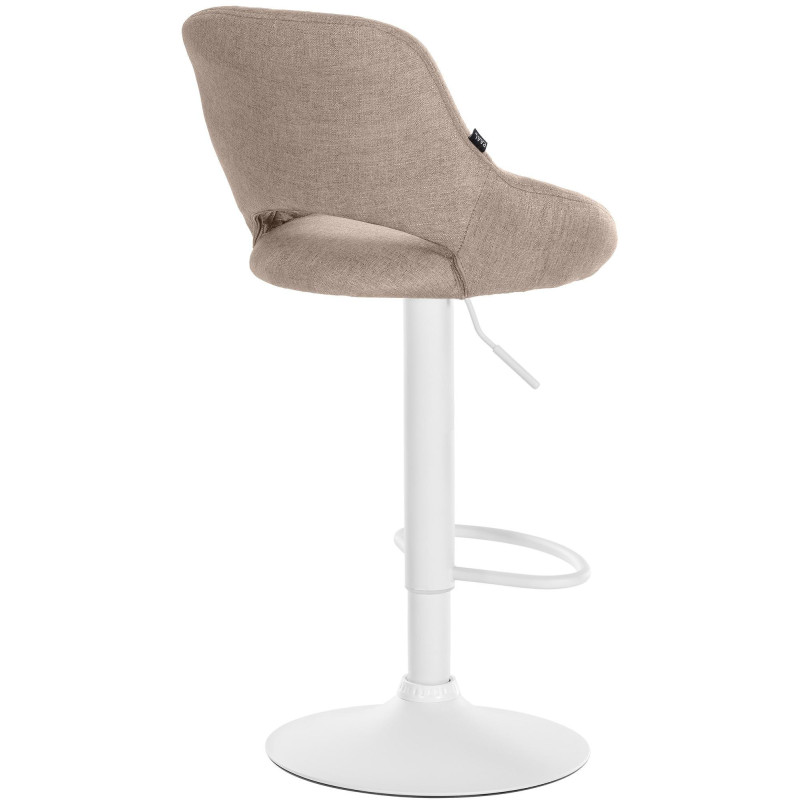 Tabouret de bar réglable pivotant en Tissu Taupe Métal Blanc Kelran - 4