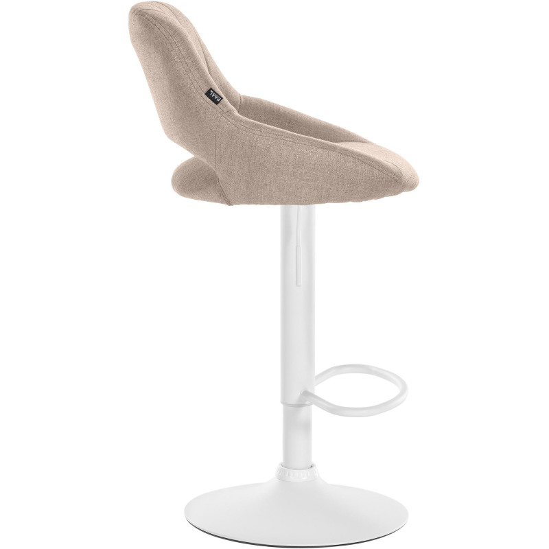Tabouret de bar réglable pivotant en Tissu Taupe Métal Blanc Kelran - 3