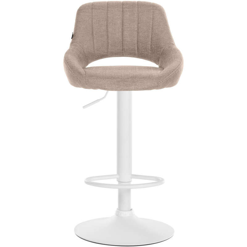 Tabouret de bar réglable pivotant en Tissu Taupe Métal Blanc Kelran - 2