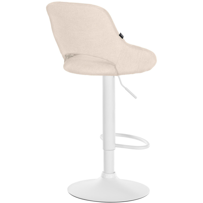 Tabouret de bar réglable pivotant en Tissu Blanc crème Métal Blanc Kelran - 4