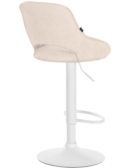 Tabouret de bar réglable pivotant en Tissu Blanc crème Métal Blanc Kelran - 4