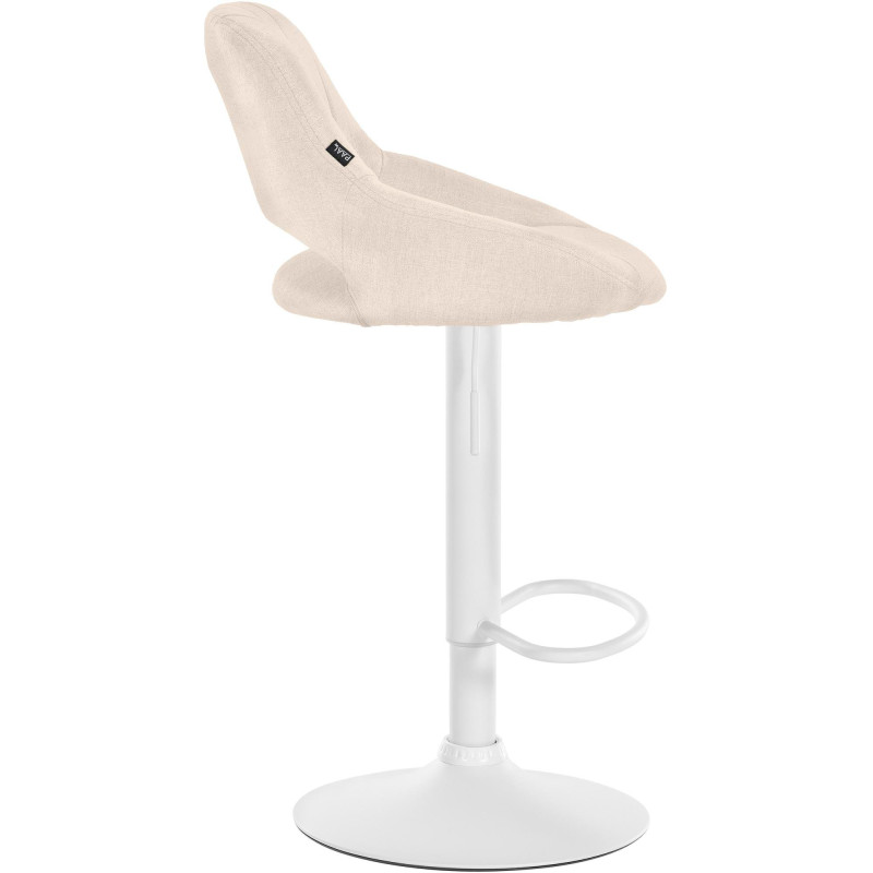 Tabouret de bar réglable pivotant en Tissu Blanc crème Métal Blanc Kelran - 5