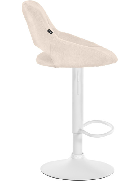 Tabouret de bar réglable pivotant en Tissu Blanc crème Métal Blanc Kelran - 5