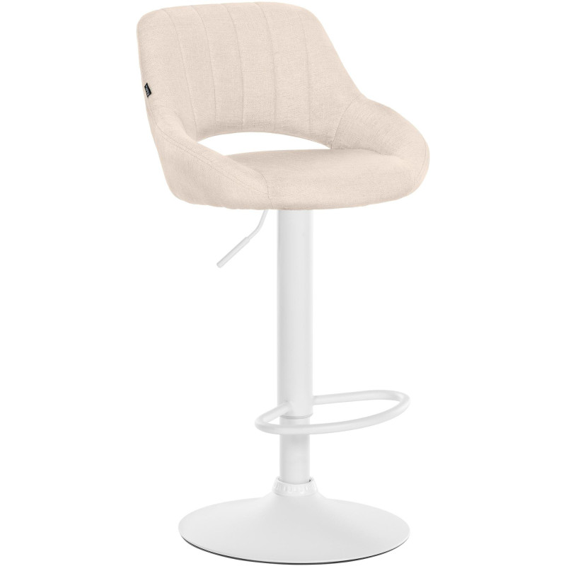 Tabouret de bar réglable pivotant en Tissu Blanc crème Métal Blanc Kelran - 1