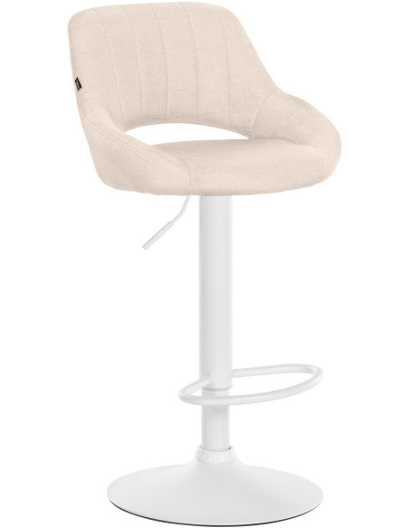 Tabouret de bar réglable pivotant en Tissu Blanc crème Métal Blanc Kelran - 1