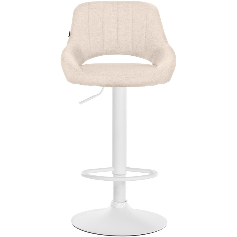 Tabouret de bar réglable pivotant en Tissu Blanc crème Métal Blanc Kelran - 2