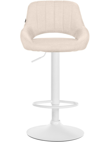 Tabouret de bar réglable pivotant en Tissu Blanc crème Métal Blanc Kelran - 2