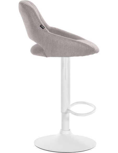 Tabouret de bar réglable pivotant en Tissu Gris Métal Blanc Kelran - 3
