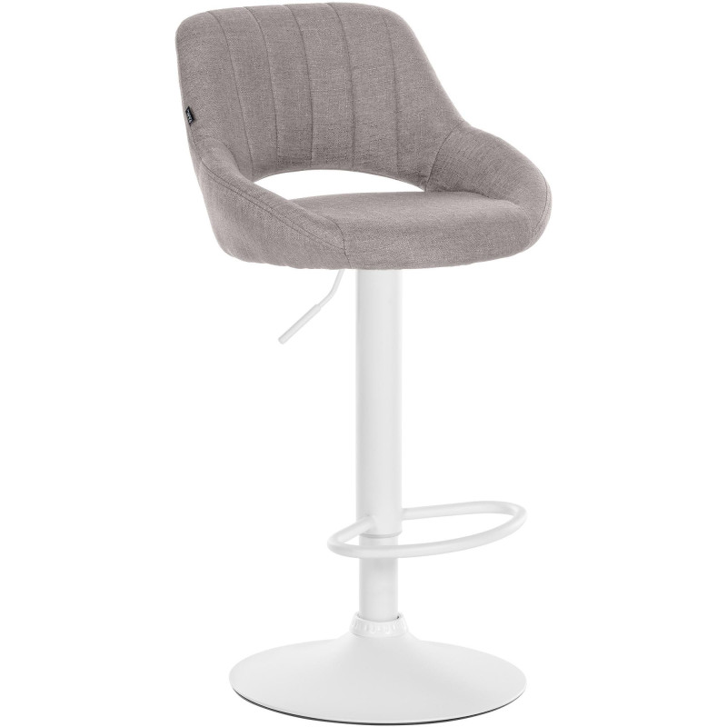 Tabouret de bar réglable pivotant en Tissu Gris Métal Blanc Kelran - 1