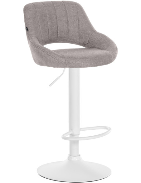 Tabouret de bar réglable pivotant en Tissu Gris Métal Blanc Kelran - 1