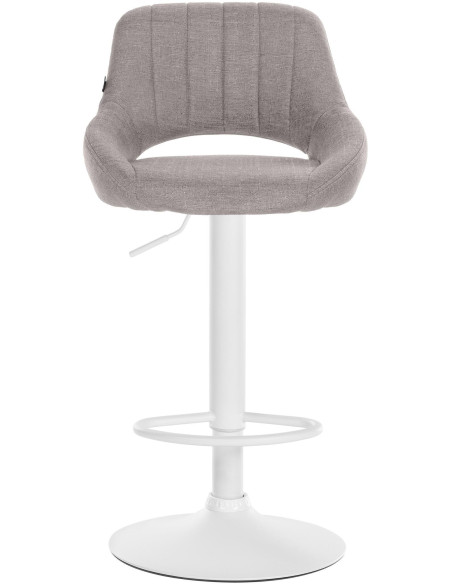 Tabouret de bar réglable pivotant en Tissu Gris Métal Blanc Kelran - 2