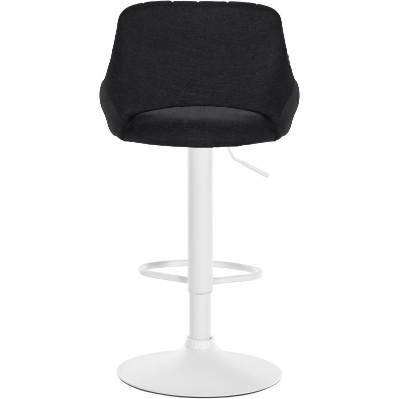 Tabouret de bar réglable pivotant en Tissu Noir Métal Blanc Kelran - 5