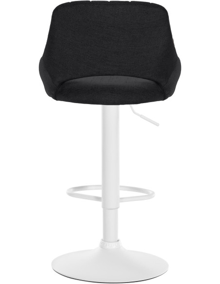 Tabouret de bar réglable pivotant en Tissu Noir Métal Blanc Kelran - 5