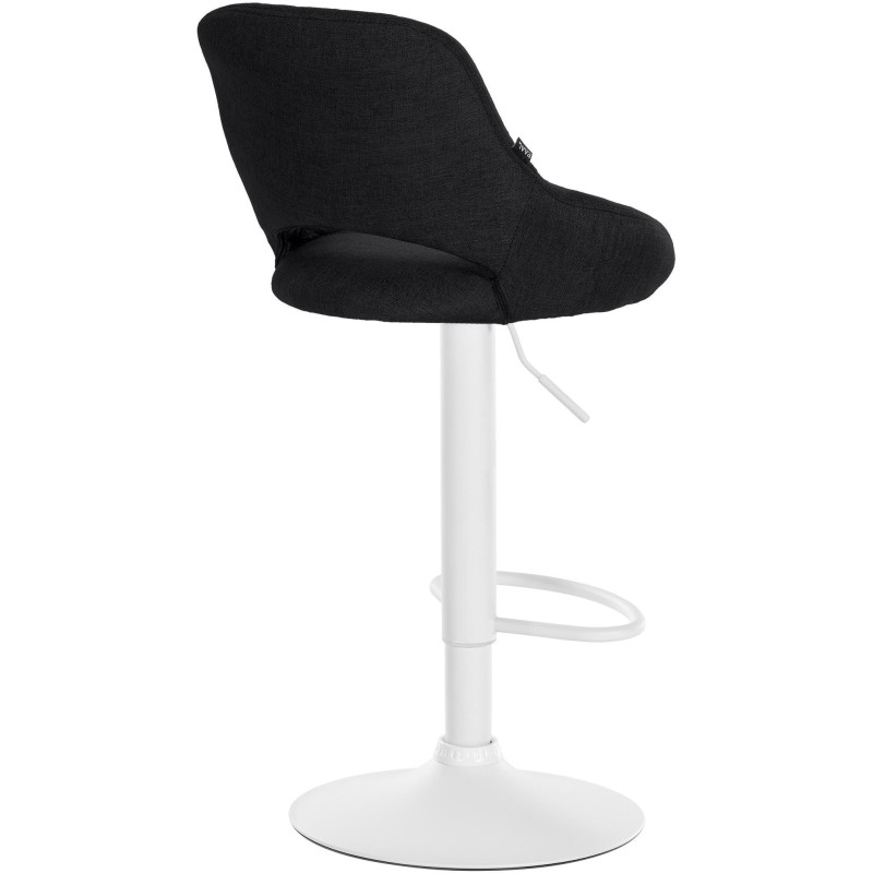Tabouret de bar réglable pivotant en Tissu Noir Métal Blanc Kelran - 4