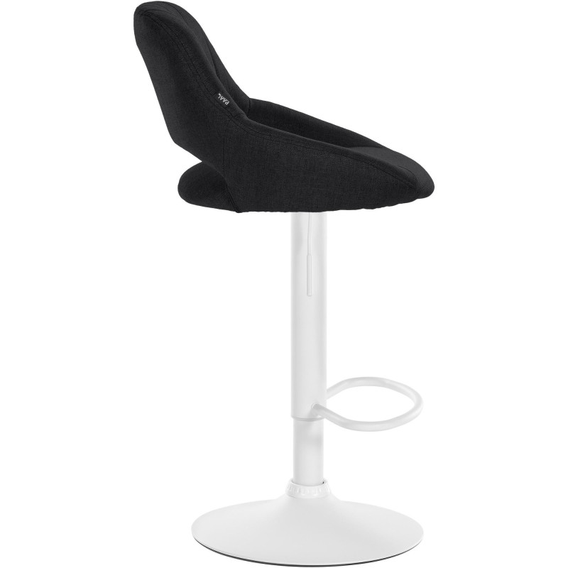 Tabouret de bar réglable pivotant en Tissu Noir Métal Blanc Kelran - 3