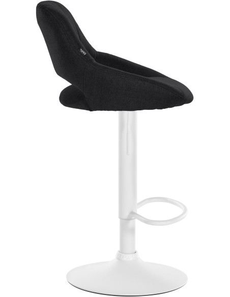 Tabouret de bar réglable pivotant en Tissu Noir Métal Blanc Kelran - 3