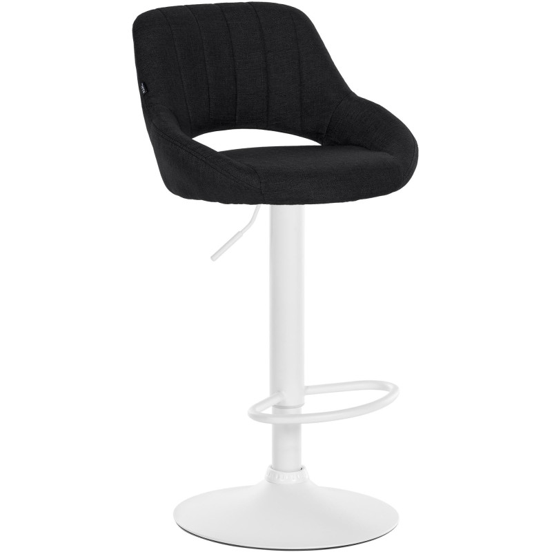 Tabouret de bar réglable pivotant en Tissu Noir Métal Blanc Kelran - 1