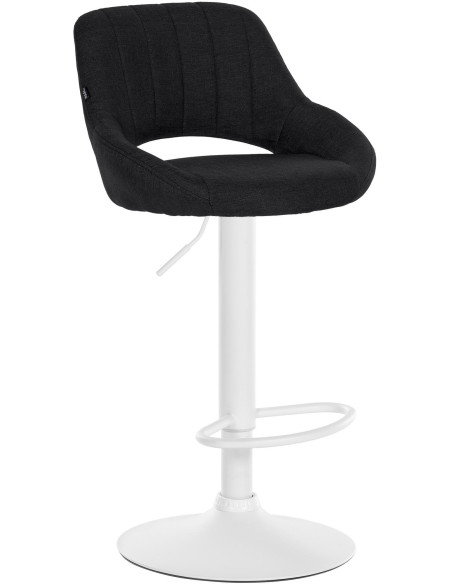 Tabouret de bar réglable pivotant en Tissu Noir Métal Blanc Kelran - 1