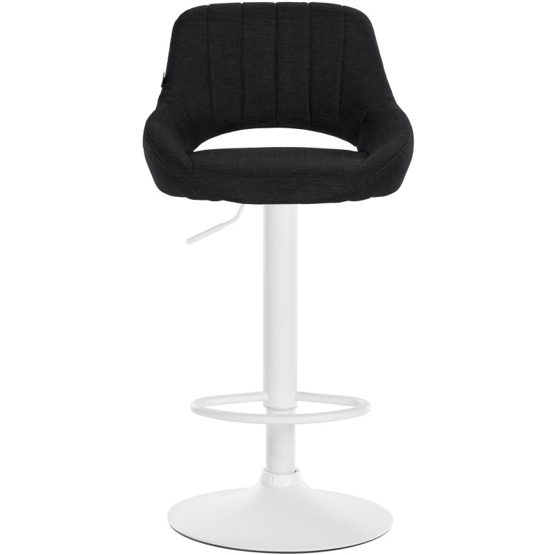 Tabouret de bar réglable pivotant en Tissu Noir Métal Blanc Kelran - 2
