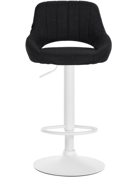 Tabouret de bar réglable pivotant en Tissu Noir Métal Blanc Kelran - 2