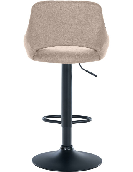 Tabouret de bar réglable pivotant en Tissu Taupe Métal Noir Kelran - 5