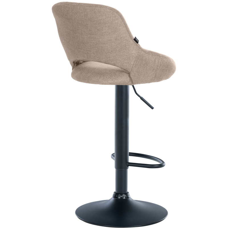 Tabouret de bar réglable pivotant en Tissu Taupe Métal Noir Kelran - 4