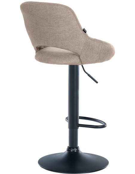 Tabouret de bar réglable pivotant en Tissu Taupe Métal Noir Kelran - 4